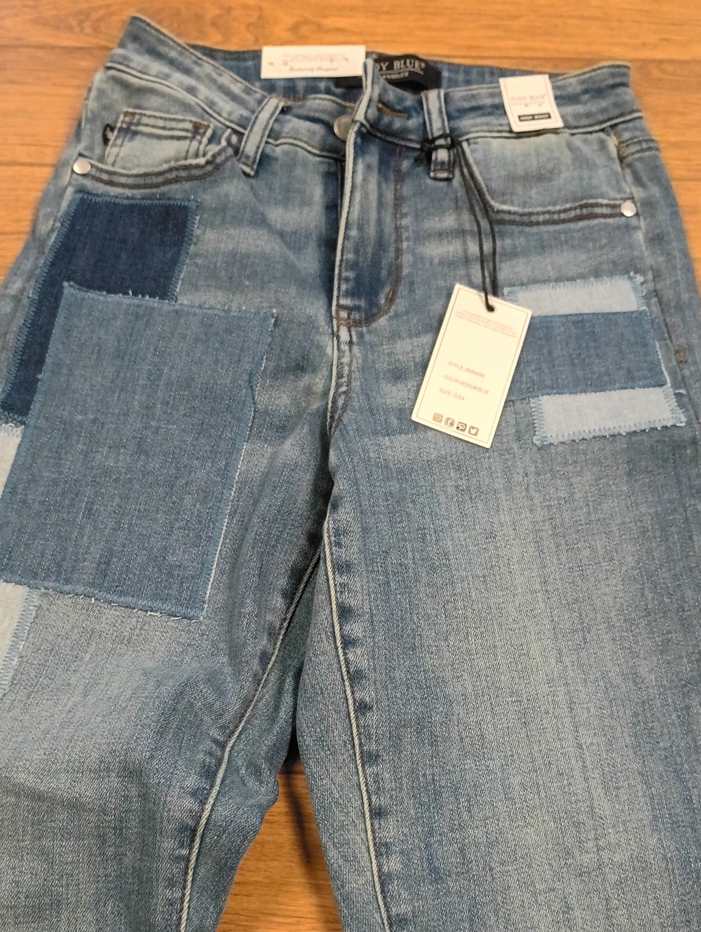 Judy Blue High Rise Patchwork Jeans - Light & Dark Blue
